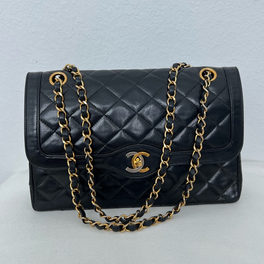 CHANEL Vintage Paris Limited Double Flap Quilted Lambskin Bag
